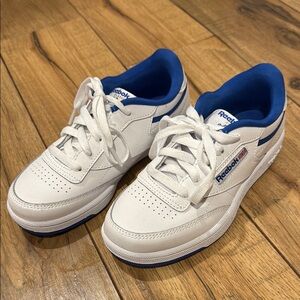 Boys' Reebok Classic White Sneakers with Blue Highlights